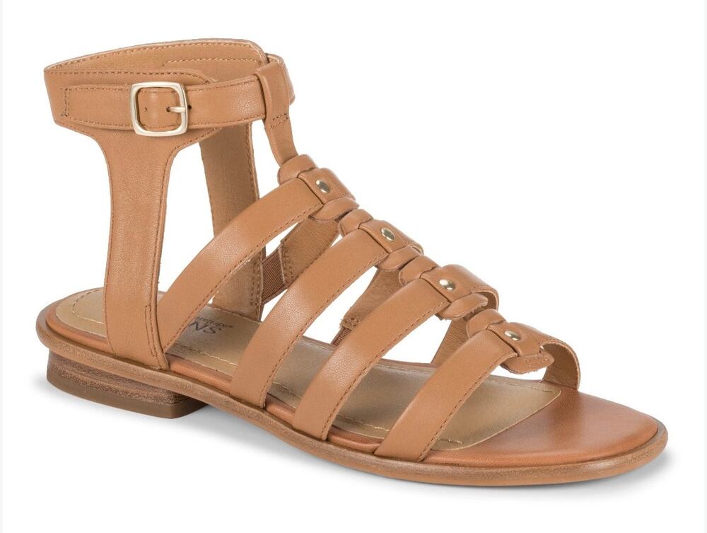 Baretraps Origins Nathalia Brown Leather Gladiator Sandals Flat Size 7.5M New
